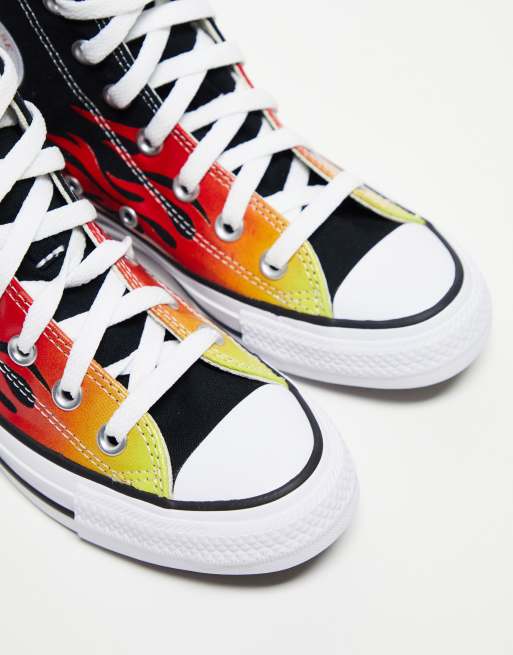 Converse nere 2025 con fiamme