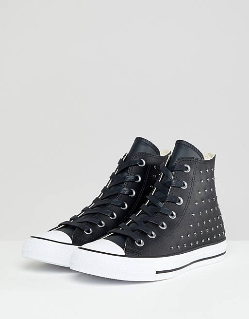 Converse - Chuck Taylor All Star - Sneakers alte nere in pelle con borchie كرتون عصير