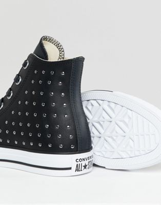 Converse - Chuck Taylor All Star - Sneakers alte nere in pelle con borchie  | ASOS