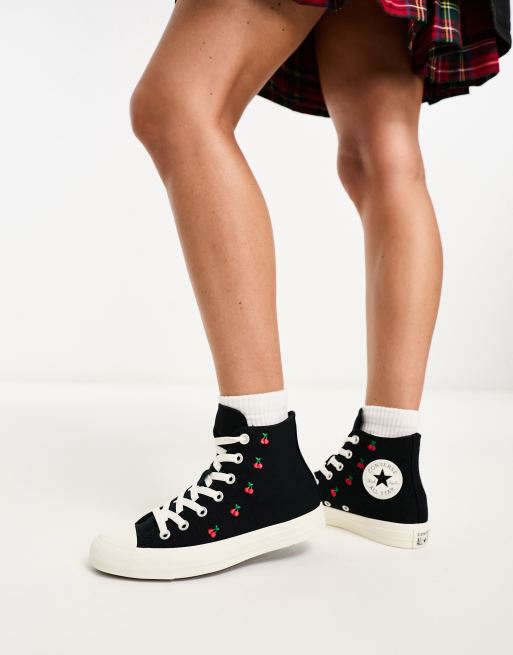 Converse Chuck Taylor All Star sneakers in black with cherry embroidery