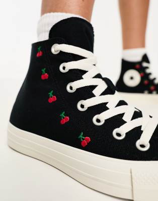 Converse Chuck Taylor All Star sneakers in black with cherry