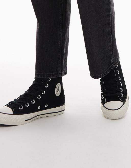 Converse Chuck Taylor All Star sneakers in black with leopard print pony hair trim, 5 of 5