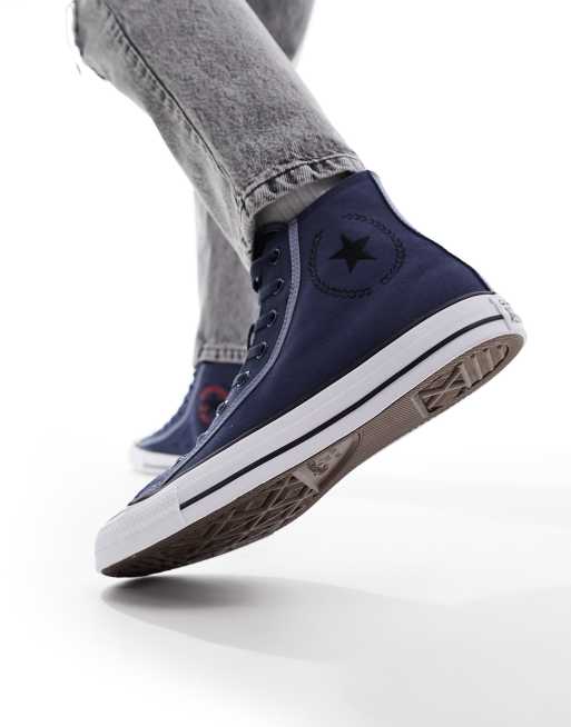 Converse navy blue hot sale & grey sneakers