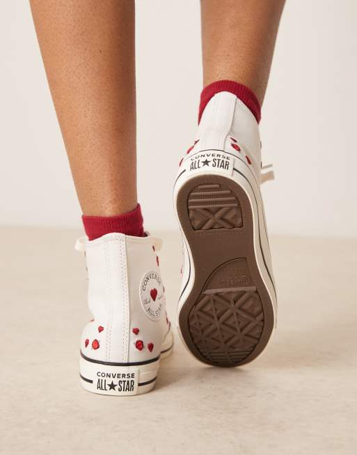 Converse Chuck Taylor All Star sneakers in white with hearts and roses embroidery , 3 of 5