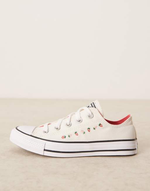 Converse Chuck Taylor All Star sneakers in white with strawberry detailing