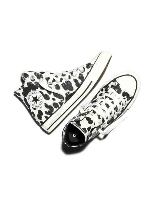 Converse Chuck Taylor - All Star - Sneakers met koeienprint in zwart en gebroken wit, 3 van 4