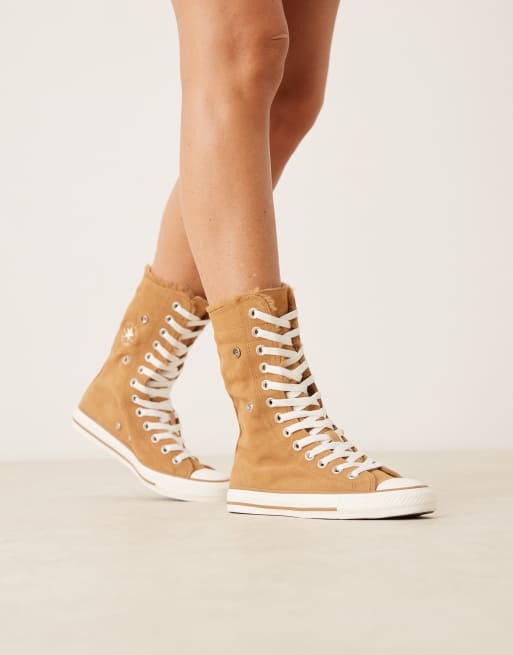 Converse Chuck Taylor - All Star - Sneakers met omslag en imitatiebont in bruin, 2 van 5