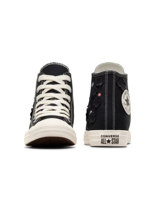 Converse Chuck Taylor All Star sneakers with flower embroidery in black & white, 5 of 5