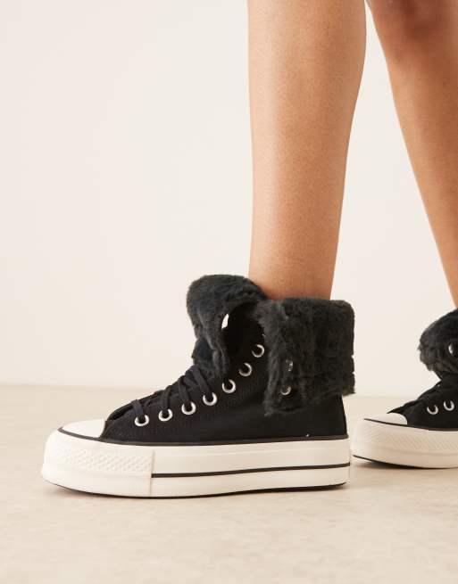 Converse Chuck Taylor - All Star - Sorte sneakers med høj sål og foldet kant, 5 af 5