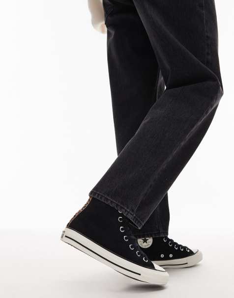 Converse Chuck Taylor - All Star - Sorte sneakers med leopardprint med hestehårsfinish - view 1