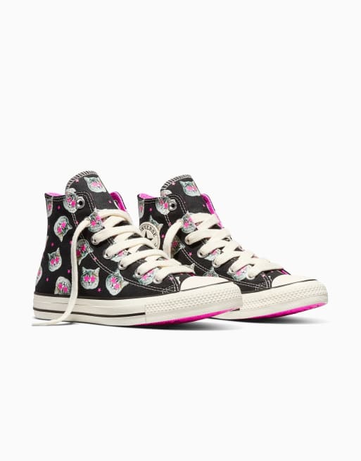Converse Chuck Taylor All Star Starry-Eyed Cats in Schwarz/Shocking Orchid/Egret, 4 von 4