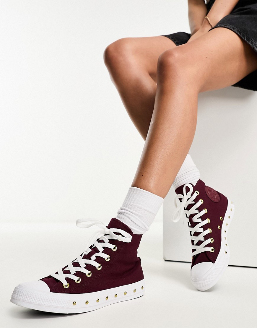 Chuck Taylor All Star studded sneakers in burgundy-Purple