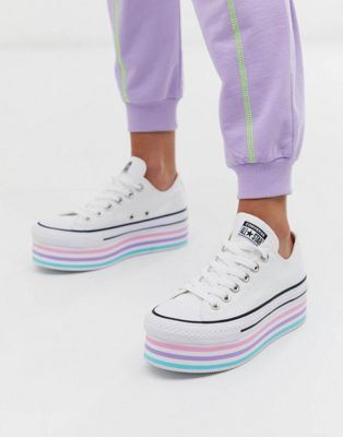 Converse chuck taylor all star super platform layer white sneakers | ASOS