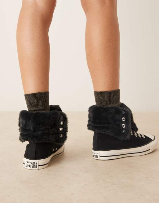 Converse – Chuck Taylor – All Star – Svarta sneakers med höga skaft som kan vikas ner, 3 av 5