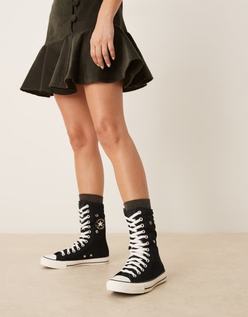 Converse – Chuck Taylor – All Star – Svarta sneakers med höga skaft som kan vikas ner, 5 av 5