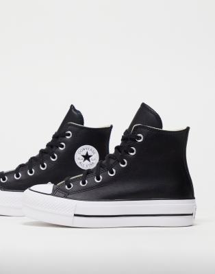Converse – Chuck Taylor All Star – Svarta sneakers med tjock sula och höga skaft i läder - view 1