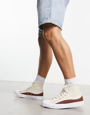 Converse Chuck Taylor All Star trainers in off white and red