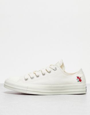 Converse Chuck Taylor All Star trainers with flower embroidery in white