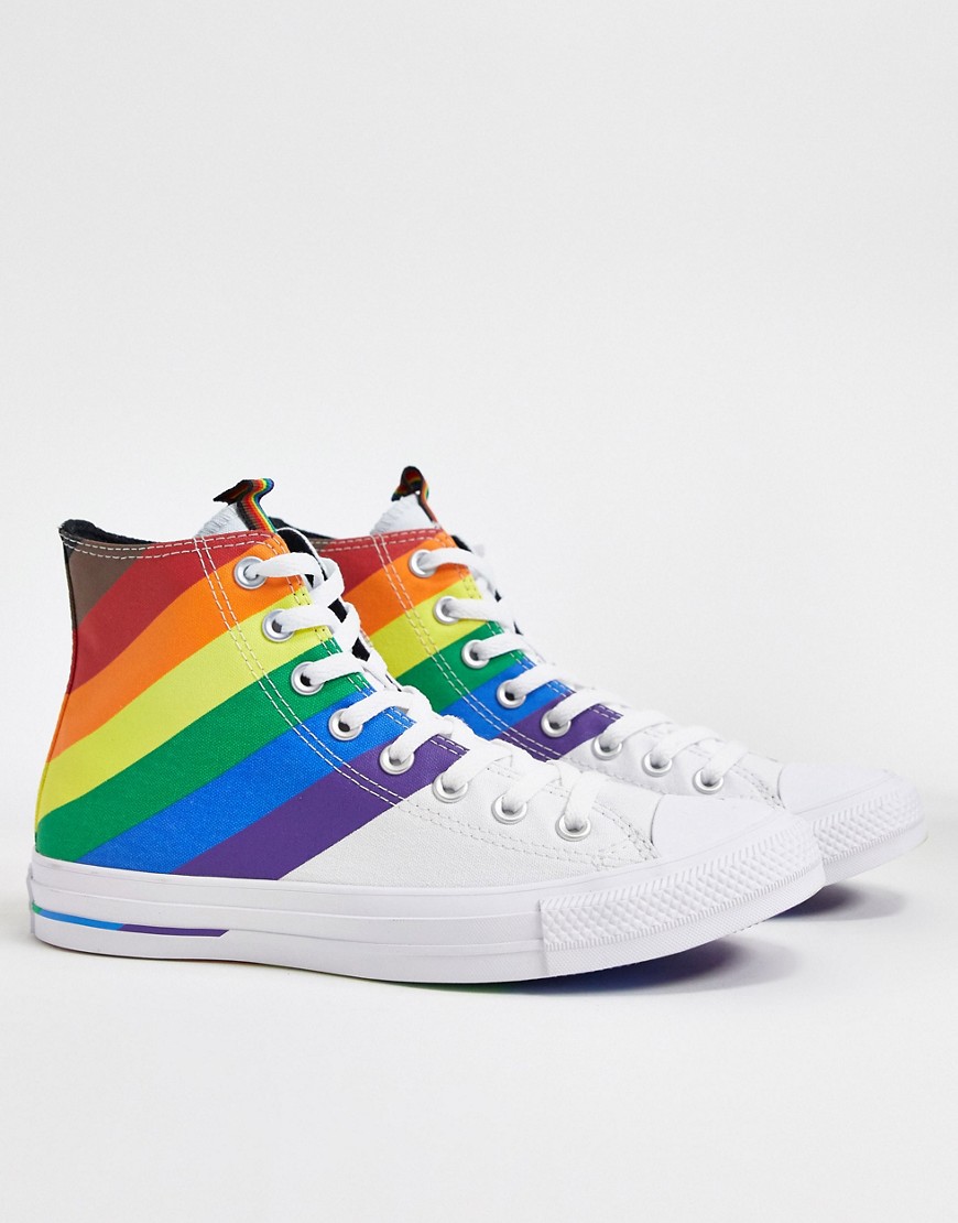 Converse – Chuck Taylor – All star – Vita och regnbågsfärgade höga sneakers-Flerfärgad