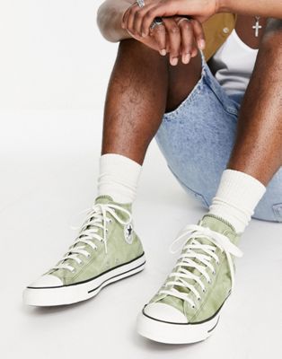 Converse Chuck Taylor All Star Hi washed canvas trainers in khaki
