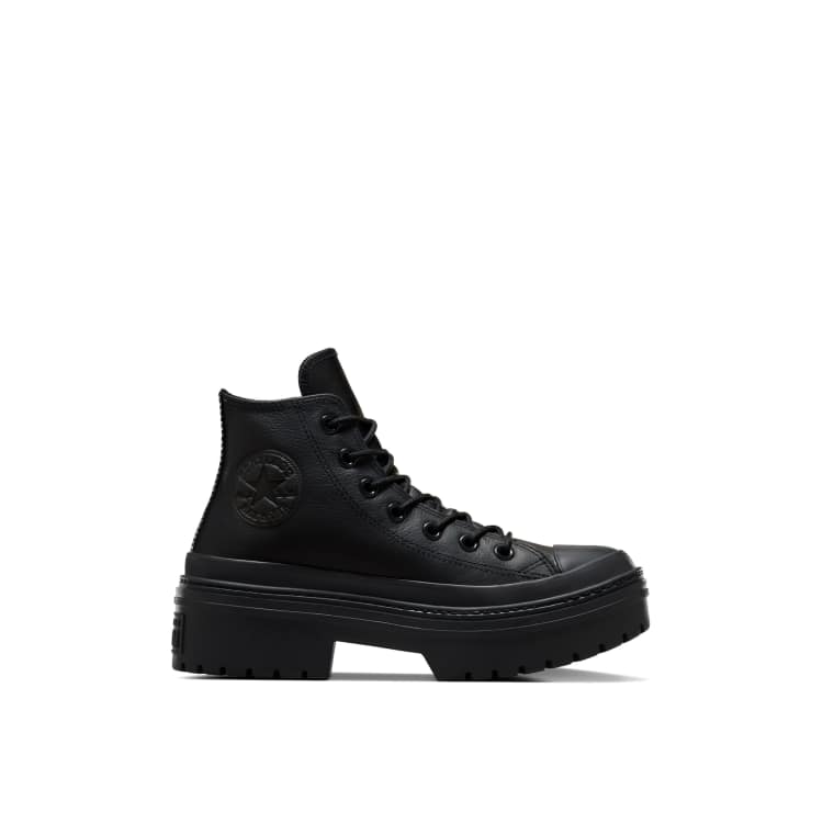 Converse Chuck Taylor All Star Wasserdichte Schuhe aus schwarzem Leder mit Profil Plateausohle ASOS