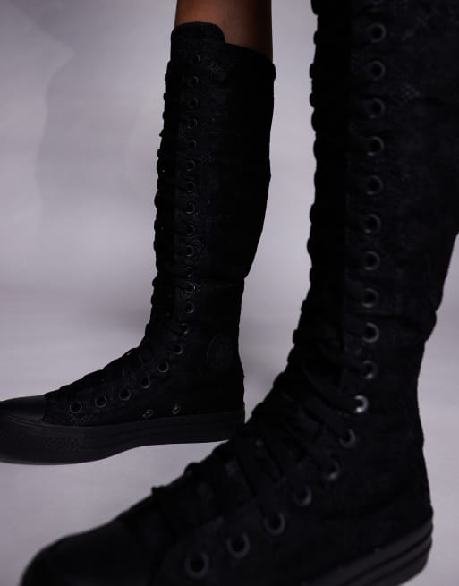 Converse Chuck Taylor All Star XX-Hi sneakers in black with lace flower print, 2 of 5