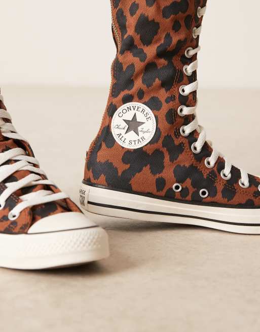 Converse Chuck Taylor All Star XX-Hi trainers in brown and black cow print, 4 of 5