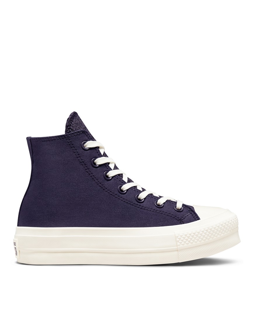 Converse Chuck Taylor Allstar Lift Hi Desert Camo sneakers in dark raisin-Purple