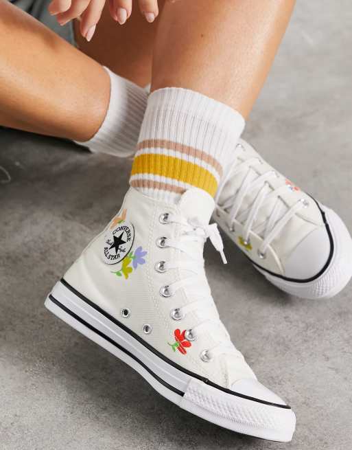 Converse Chuck Taylor Baskets fleurs Blanc cass ASOS