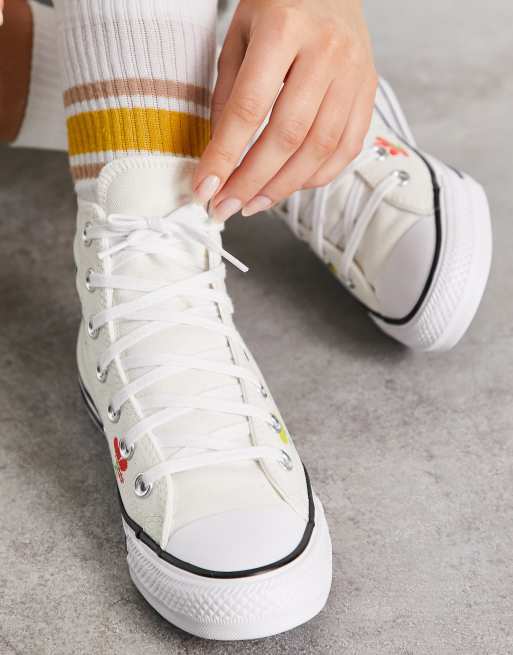 Converse blanche a clearance fleur