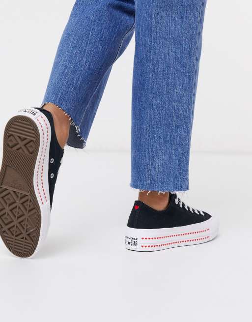 Converse noir plateforme basse on sale