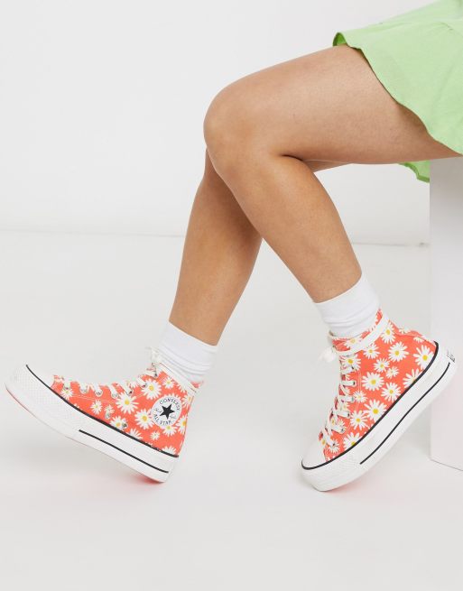 Converse rouge a plateforme hot sale