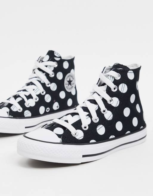 Converse noir 2025 a pois blanc