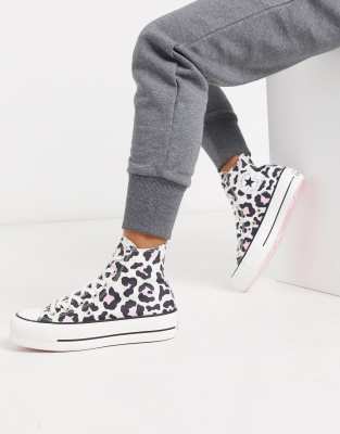 Converse - Chuck Taylor - Baskets montantes à semelle plateforme - Imprimé léopard  rose | ASOS