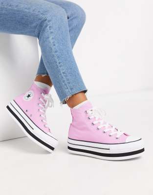 converse rose et noir