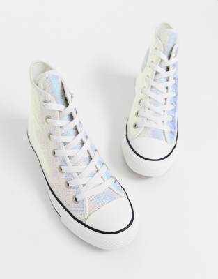 converse blanche argenté