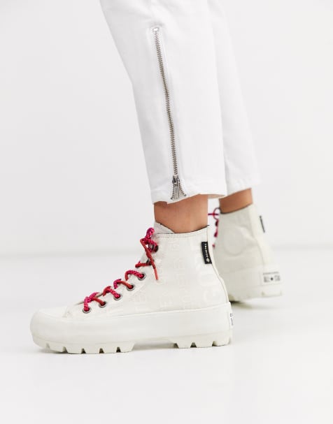 Converse - Chuck Taylor - Bottes de randonnée à semelles chunky en cuir et Goretex - Blanc