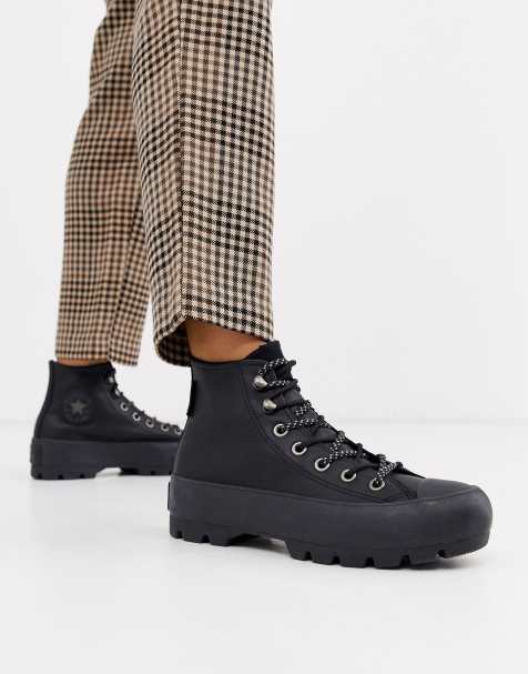 Converse - Chuck Taylor - Bottines style randonnée en cuir et Goretex avec semelle chunky - Noir