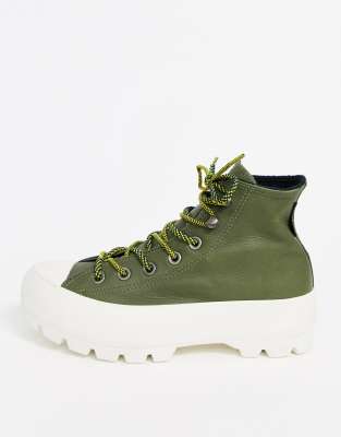 converse cuir vert