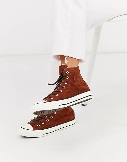 Converse – Chuck Taylor – Bruna sneakers med fleecefoder | ASOS