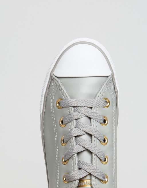 Converse Chuck Taylor Dainty Sneakers In Black With Gold Eyelets