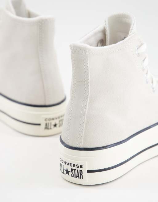 Converse - Chuck Taylor - Forede plateau-sneakers i råhvidt ruskind, 2 af 4