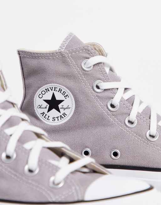 Converse – Chuck Taylor – Grå, höga platåsneakers, 4 av 4