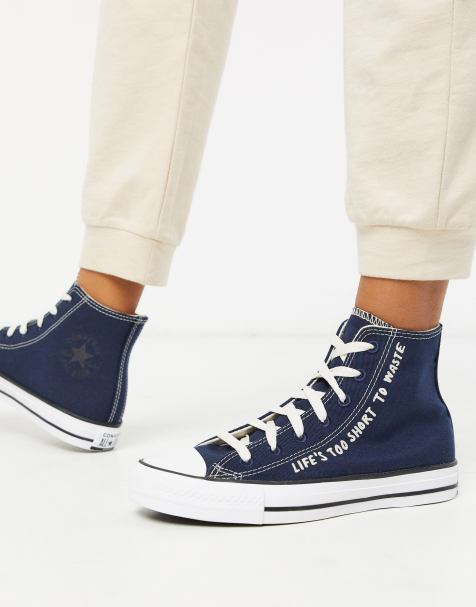Converse – Chuck Taylor Hi All Star Renew – Bedruckte Sneaker aus recyceltem Material in Schwarz