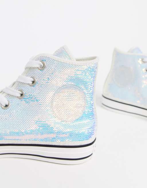 Converse Chuck Taylor Hi Buty sportowe z drobnymi srebrnymi cekinami