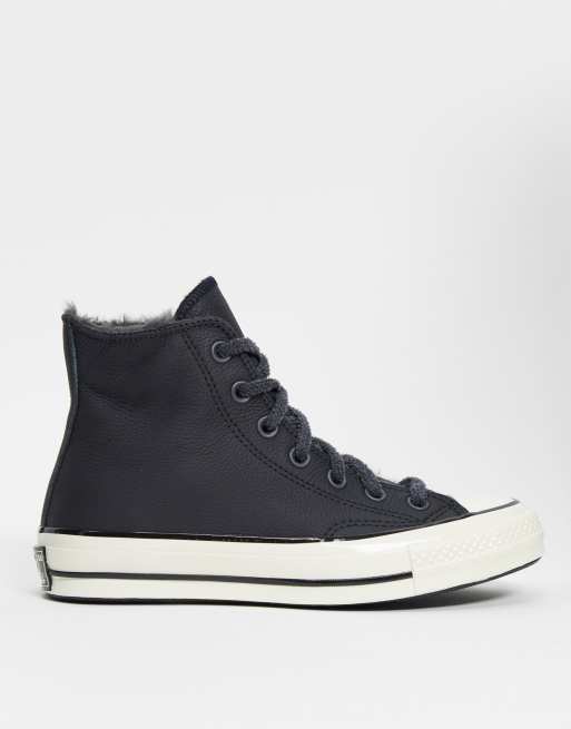 Converse Chuck Taylor Hi Cosy Club Baskets doubl es de fausse fourrure Cuir noir