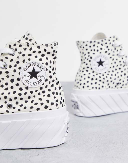 Converse Chuck Taylor Hi double platform sneakers in polka dot