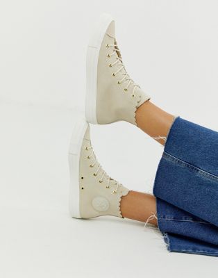 converse chuck taylor hi frills white trainers