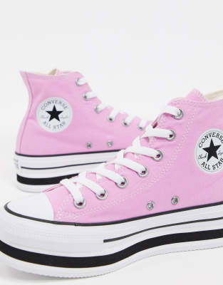 converse chuck taylor hi layer flatform pink sneakers