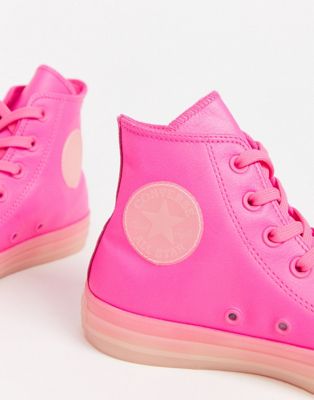 neon pink tennis shoes